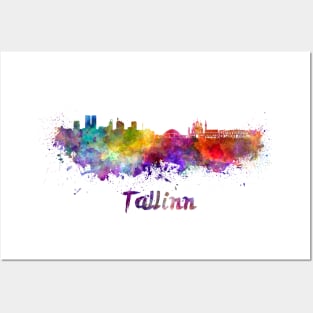 Tallinn skyline in watercolor Posters and Art